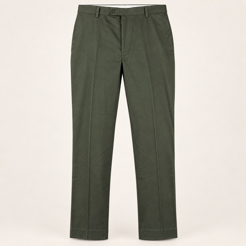 Daniel Cremieux Dress Pants Mens 36x32 Dark Olive Green Flat Front Classic Work